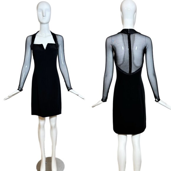 Vera Wang Dresses & Skirts - VERA WANG 1995 Vintage Black Sheer Sleeve Silk Mini Dress